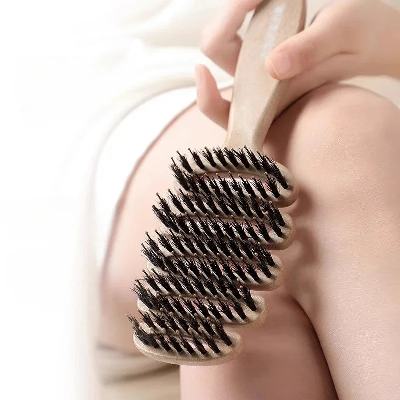 Brosse à cheveux en poils de sanglier, peigne antistatique, peigne de Massage de coiffure, brosse à cheveux bouclée, outils de coiffure pour Salon de coiffure, outils de maquillage