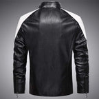 Veste de moto décontractée pour hommes – Noir à la mode, petit col montant, fermeture éclair à manches longues, multi-poches, polyester confortable