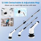 Épurateur électrique 9 en 1, brosse de nettoyage sans fil, douche, poignée d'extension réglable, étanche pour baignoire, carrelage et sol