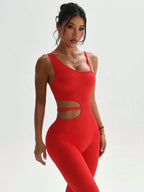 Beau design au dos, leggings de yoga sexy une pièce, adaptés aux combinaisons de sport respirantes et à séchage rapide pour femmes.