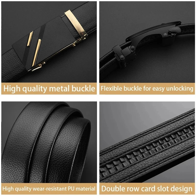 Ceinture pour hommes d'affaires de mode véritable marque de luxe ceinture boucle en métal ceinture en cuir PU de haute qualité ceinture souple avec pantalon Cargo jean