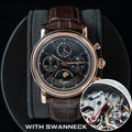 Sugess – montre-bracelet pour hommes, ST1908, mouvement à col de cygne, chronographe mécanique, véritable calendrier de phase de lune, cuir Vintage, nouveau 2026