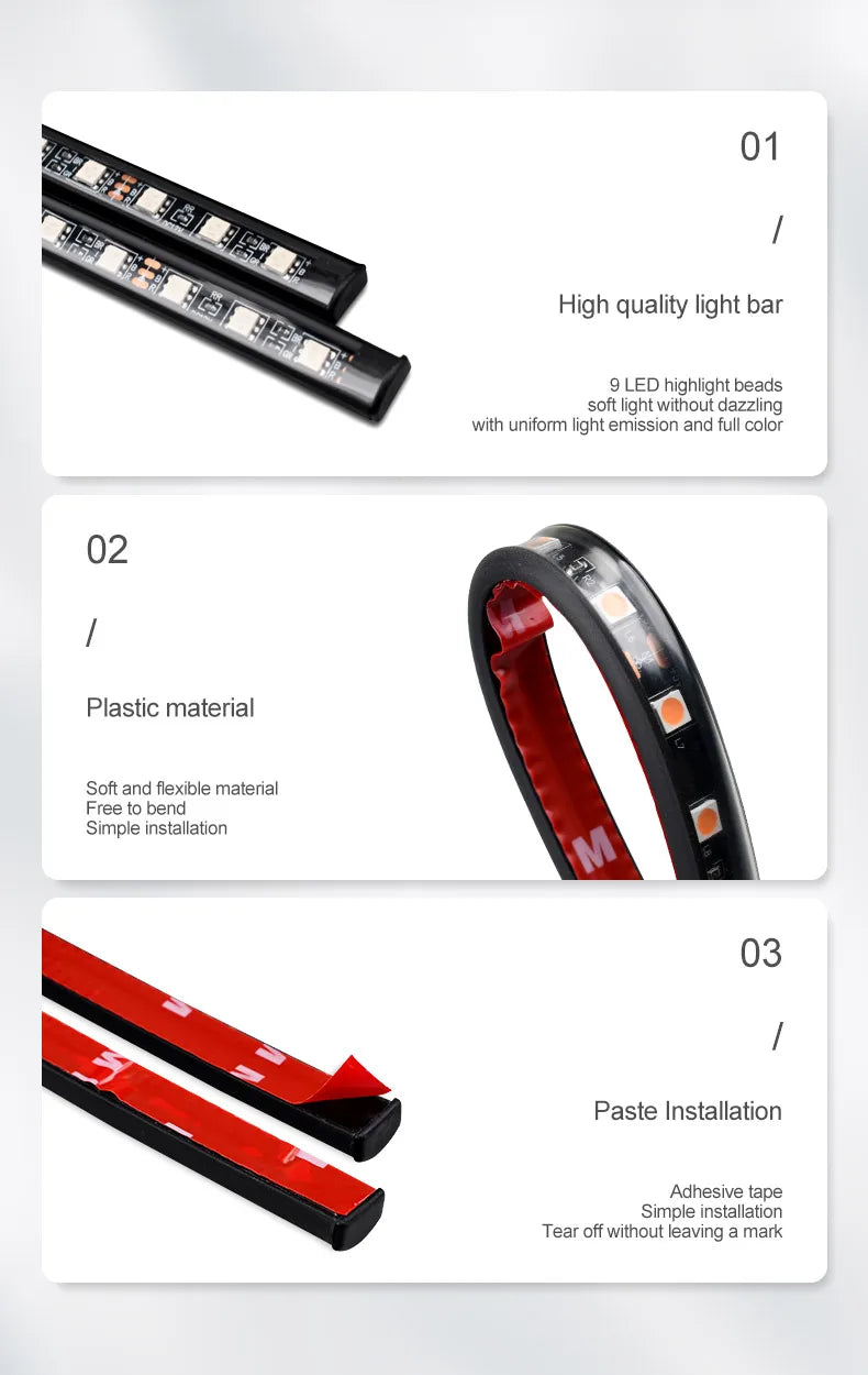 Lumière d'ambiance Led pour voiture, avec USB 5V, universelle, pour intérieur de voiture, éclairage de rétro-éclairage, néons décoratifs automobiles