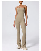 Nouvelle combinaison de yoga sans manches pour femme, salopette évasée de sport à dos nu pour la gym, tenue de sport pour femme