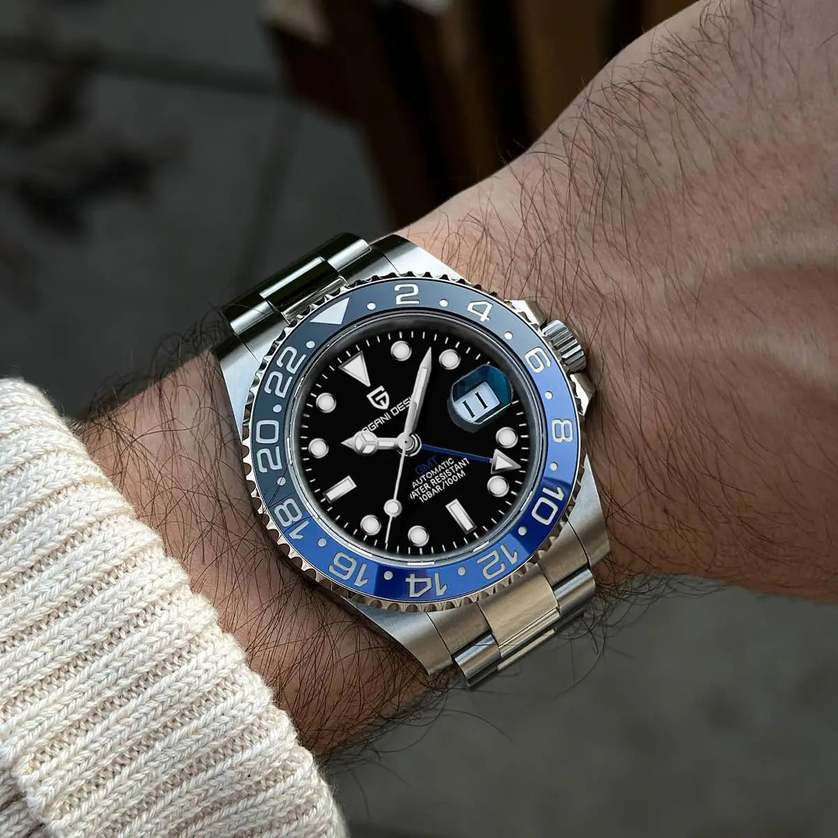 Nouvelle montre mécanique PAGANI DESIGN 40MM GMT, lunette en céramique saphir, montre automatique en acier inoxydable, étanche 100M
