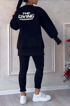 2 pièces femmes Sport costume sweat à capuche hiver ample haut irrégulier + Leggings pantalon décontracté survêtement tenue Sport deux pièces ensemble