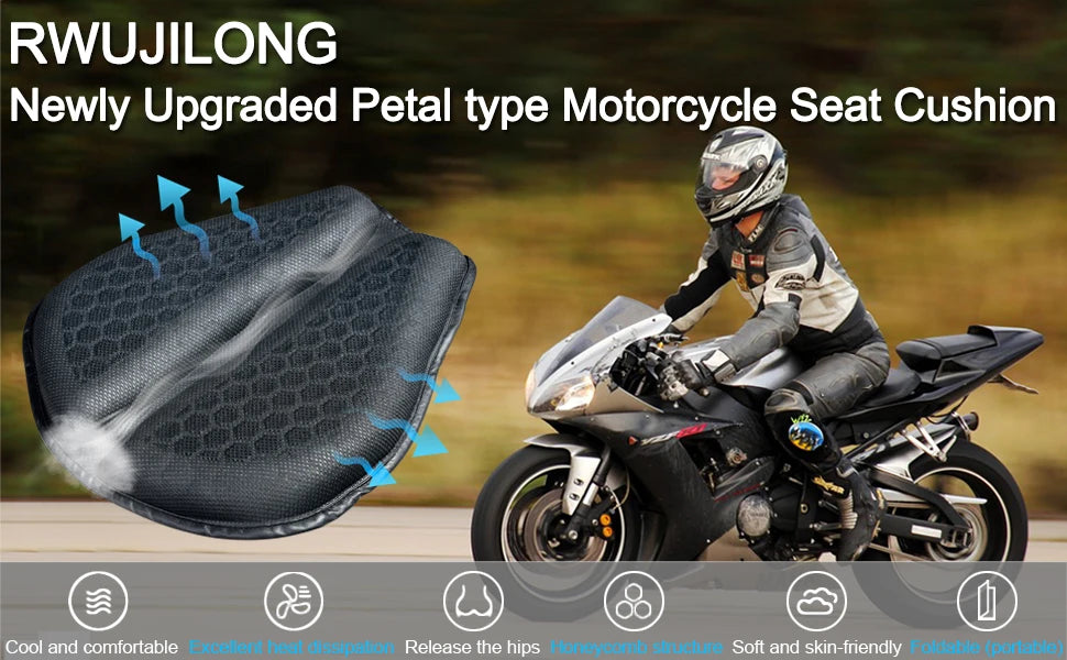 Coussin de siège de Moto 3D nid d'abeille anti-dérapant coussin de siège de Moto en Gel soulagement de la pression coussin de siège de Ride accessoires de Moto