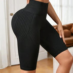 Short de Yoga taille haute sans couture pour femmes, tricoté, Slim, pour entraînement, course à pied, Leggings esthétiques linéaires, extensible, levage des hanches