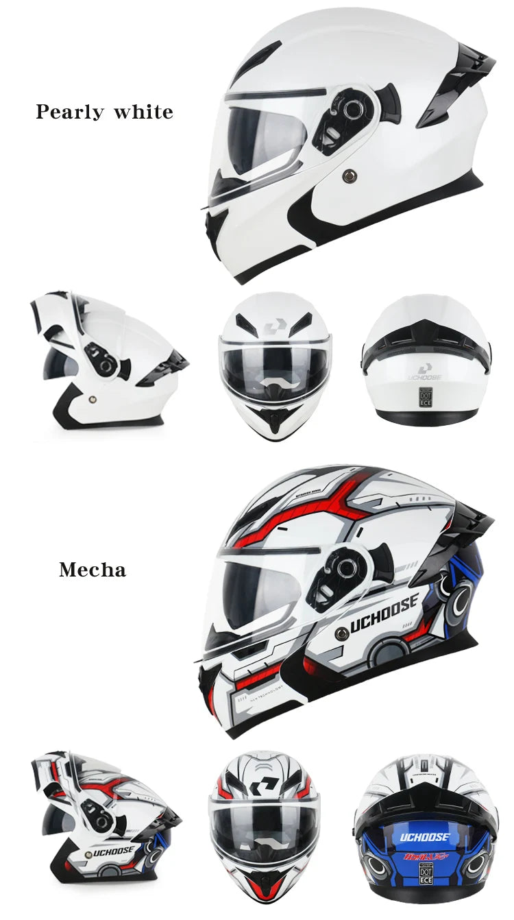 DOT Uchoose casques approuvés Crash moto équipement de protection hommes femmes casque rabattable moto visière Double soleil
