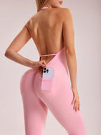 Leggings de Compression de Yoga dos nu sans manches, couleur unie, haute élasticité, sport aérien