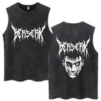 Anime Berserk Guts lavé Harajuku débardeurs rétro Manga Gatsu Griffith Zodd t-shirts sans manches unisexe coton surdimensionné T-Shirt