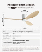 FUMANJIA Ventilateur de plafond CC ultra fin avec télécommande – Silencieux à 6 vitesses, 3 pales ABS, idéal pour les plafonds bas et les espaces minimisés (sans lumière)