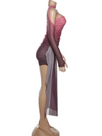 Kliou – Mini robe en maille Simple pour femmes, mode, couleur unie, sans bretelles, rubans, pompon, façonnant le corps, gants à manches longues