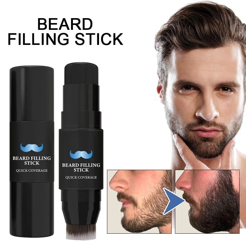 Bâton de remplissage de crayon à barbe et brosse pour hommes, stylo à barbe, bâton de retouche de racine de cheveux, couverture longue durée, maquillage pour moustache et cheveux