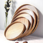 Plateau rond de Style japonais, assiette de service alimentaire, assiette de collation en bois, bol à thé, thé naturel, plats de serveur de nourriture, plateau de boisson WF