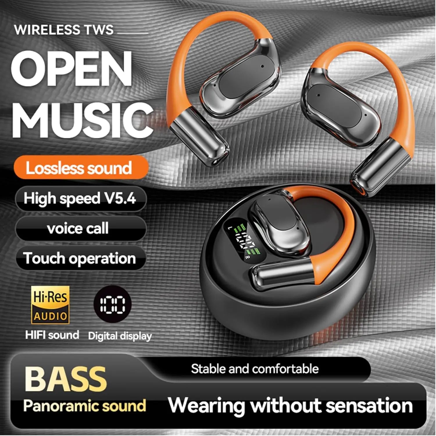 EARDECO TWS – écouteurs sans fil à clipser, oreillettes Bluetooth, son stéréo, casques Bluetooth sans fil avec microphone, son Hifi