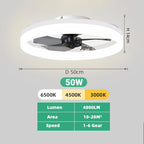 Ventilateur de plafond LED silencieux avec télécommande, ventilateur de plafond moderne, éclairage à intensité variable, chambre à coucher, bureau, salle à manger