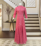 Robe en dentelle bleue mature légère, robe irrégulière, coupe haute et basse, longue, à la mode