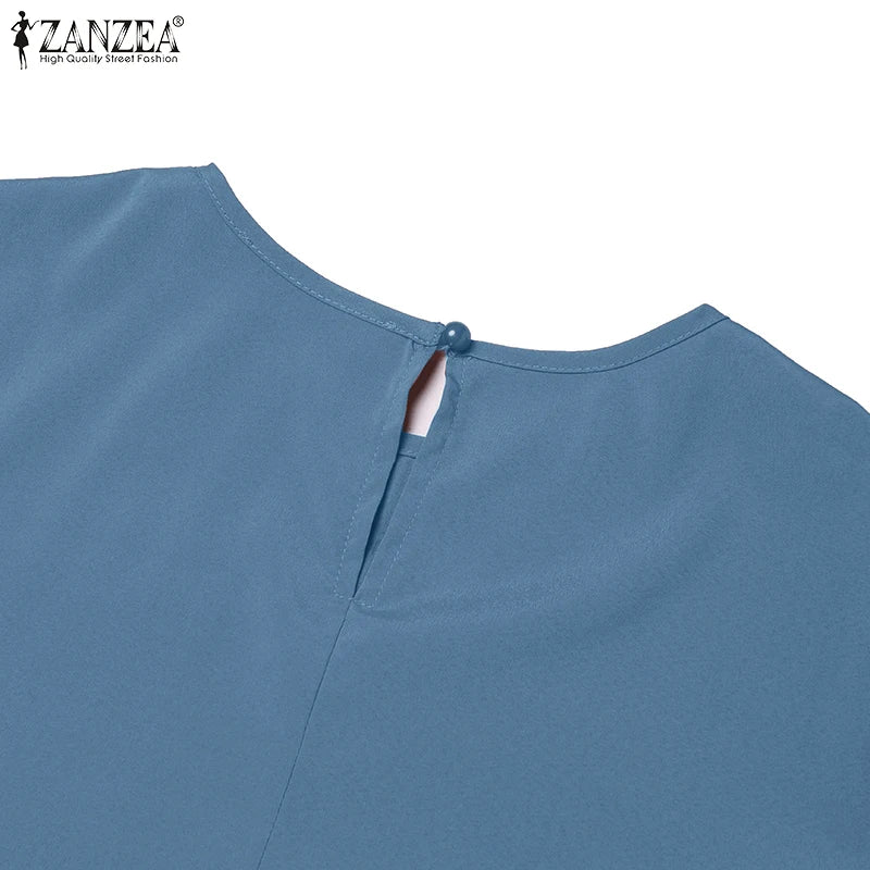 Robe musulmane du Ramadan Abaya ZANZEA, Kaftan décontracté pour femmes, robe longue plissée à manches longues, Hijab, Robe Femme, Vêtements islamiques, Eid Mubarek