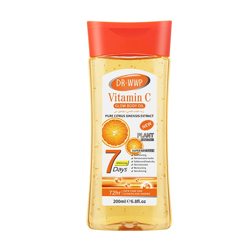 Disaar-Huile essentielle à la vitamine C pour peau lisse, 200ml, extrait d'e Vera, anti-rides, hydratant, soins de la peau aux haricots de cacao