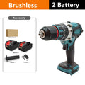 Podofo 480N.M perceuse à percussion électrique tournevis électrique sans brosse 13mm 18V outils électriques avec 2 batteries outil de forage à percussion rotatif
