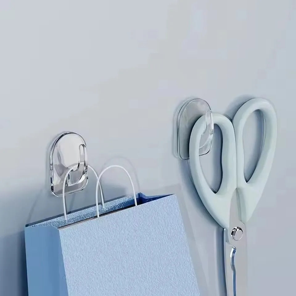 Mini crochet adhésif transparent et résistant pour porte de cuisine, miroir de salle de bain, armoire, rangement de bijoux, sans marques, sans perçage requis