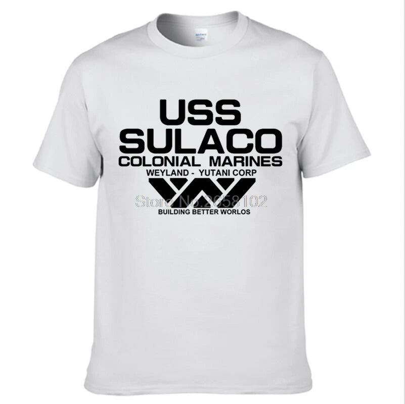 Mode USCSS Nostromo T-Shirt Alien USS Sulaco Colonial Marines Aliens hors monde à manches courtes T-Shirt hommes coton O cou t-shirts