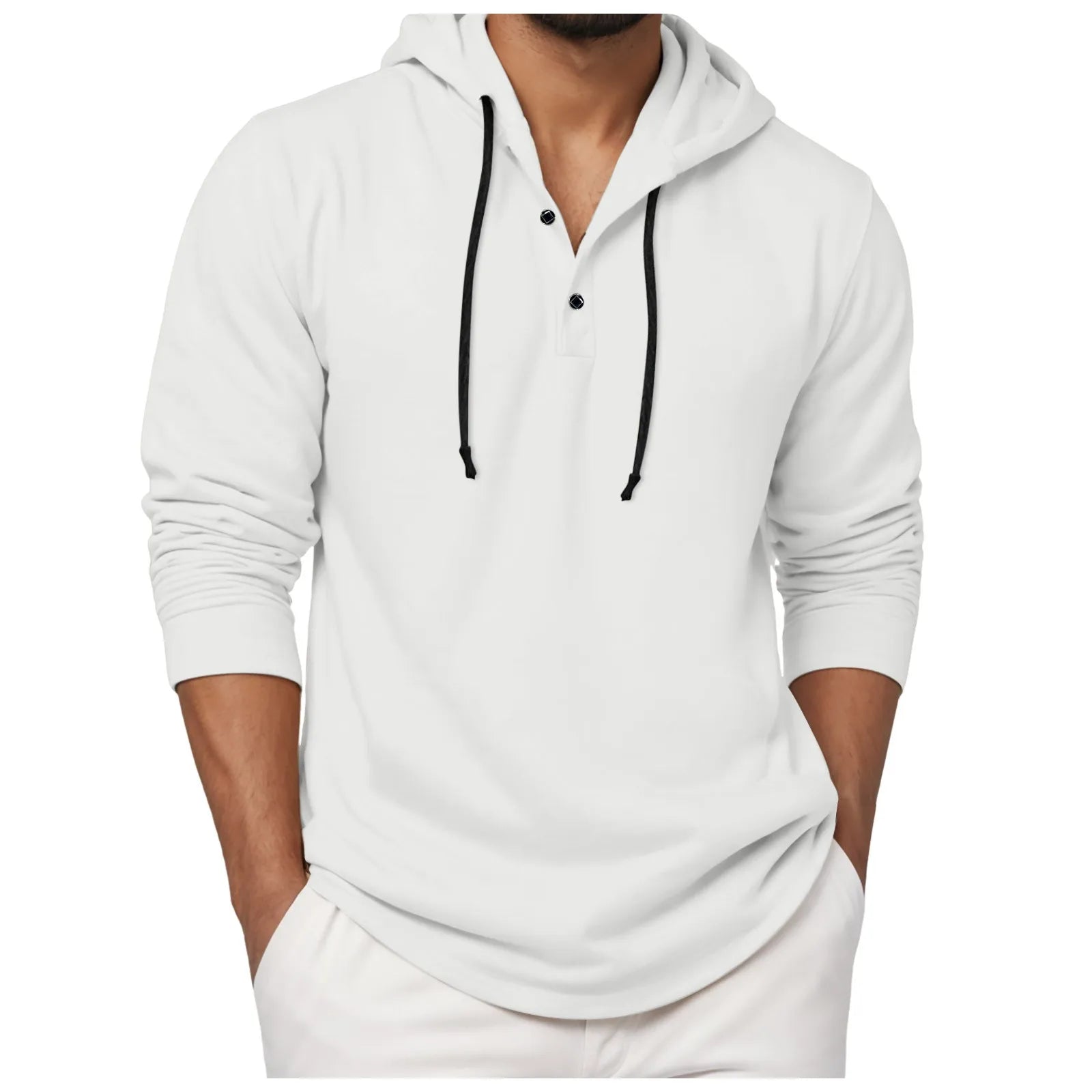 Sweat à capuche à manches longues pour hommes, chemise à boutons, décontractée, plage, Yoga, surdimensionné, chemises décontractées pour hommes, ample