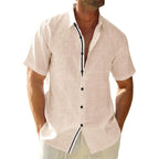 2026 Men's Linen Button Down Shirt 100% Cotton Short Sleeve Casual Lightweight Summer Beach Wedding Tops Size 6XL