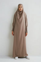 Abaya musulman à capuche manches smockées une pièce Robe de prière femmes Jilbab vêtements islamiques dubaï saoudien Robe noire modestie turque