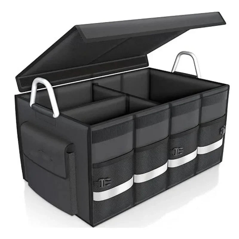 Évaluation de coffre de voiture avec couvercle, stockage de coffre de voiture pliable, stockage d'évaluation de voiture pour SUV, camion, berline