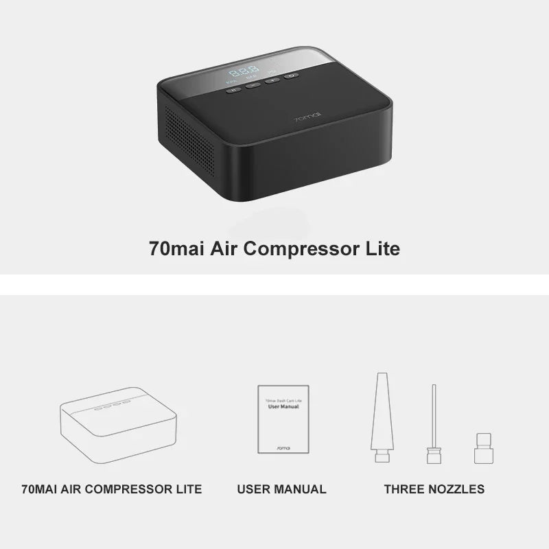 Compresseur d'air portable 70mai, gonfleur de pneus pour voiture, pompe à air 12V DC, pression de pneus préréglée, pour vélo et ballon.
