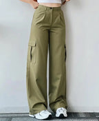 Pantalon à jambes larges pour femmes, fermeture éclair, coupe cintrée, plat, haut, poches, taille moyenne, longueur cheville, couleur unie, automne 2026