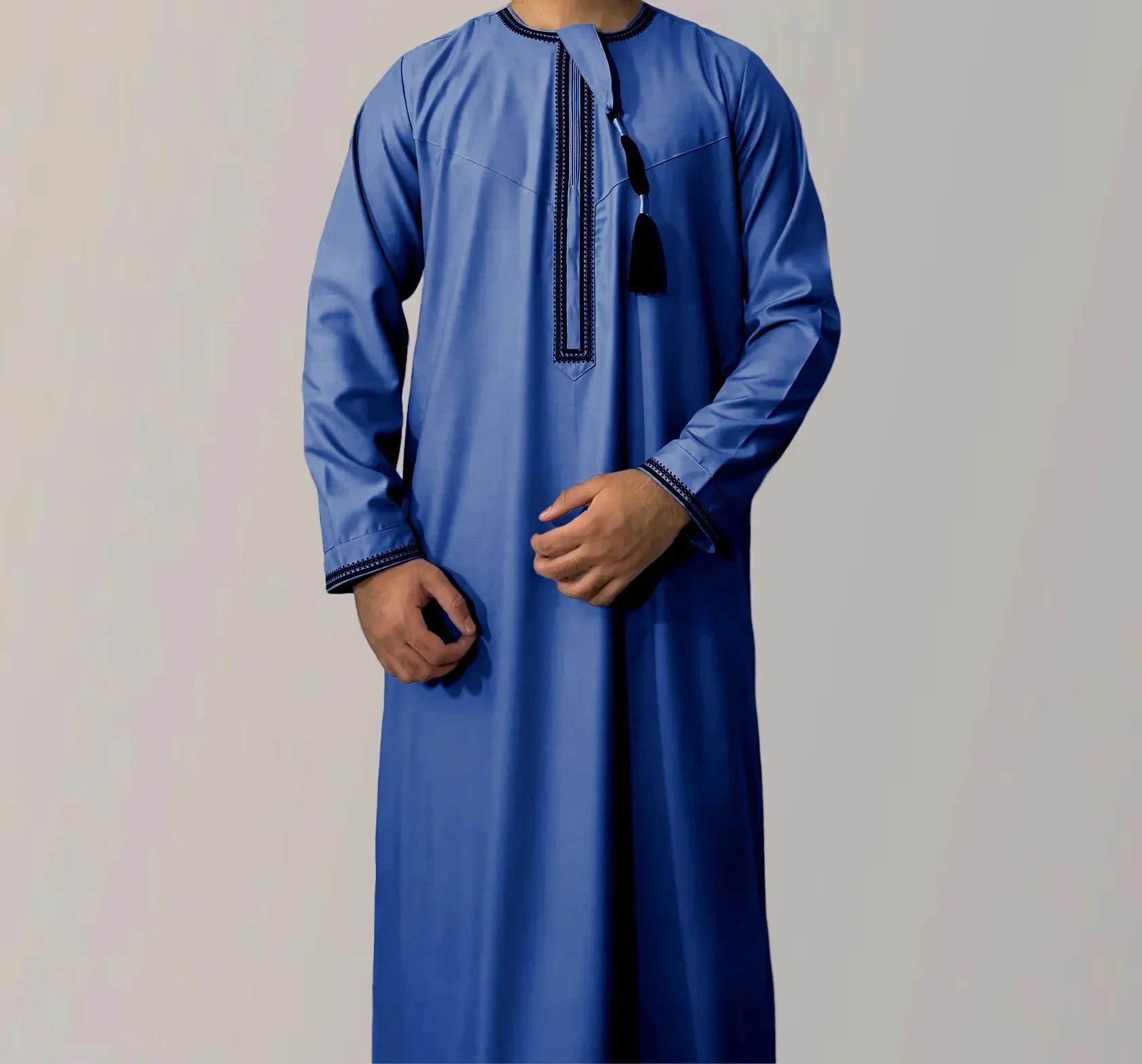 Nouveaux hommes musulmans à manches longues Robe pull Abaya Daffah Jubba Thobe Pakistan saoudien arabe caftan Islam vêtements Robe de prière Afghan