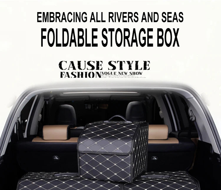 Boîte de rangement pour coffre de voiture, grande capacité, outils multi-usages automobiles, sac de rangement, rangement, rangement, cuir, pliable pour l'urgence