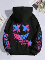 Happy Day – sweat à capuche imprimé Graffiti pour femmes, style Hip Hop, à la mode, col rond, polyvalent, Vintage, surdimensionné, vêtements féminins