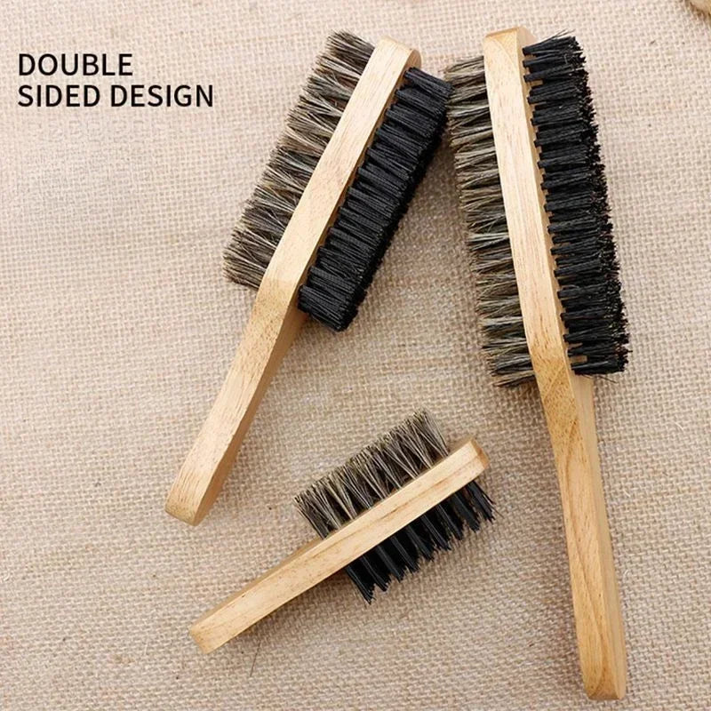 Brosses à cheveux en poils de sanglier pour hommes, brosse ondulée en bois naturel, brosse à barbe masculine, brosse à cheveux polyvalente pour touristes, brosse à barbe double face, S, M, L, 1PC