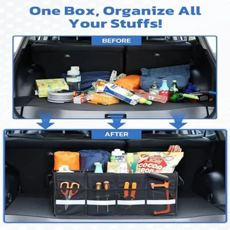 Évaluation de coffre de voiture avec couvercle, stockage de coffre de voiture pliable, stockage d'évaluation de voiture pour SUV, camion, berline