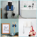 Support mural adhésif pour téléphone avec crochets, boîte de rangement pour téléphone portable, télécommande, boîte de rangement pour chambre à coucher, outils de cuisine
