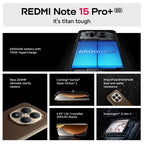 Smartphone Xiaomi Redmi Note 15 Pro Plus 5G, version mondiale, 6500 mAh, 100 W, 8 Go / 12 Go de RAM, NFC, processeur Snapdragon 7s Gen 4, écran AMOLED 6,83 pouces