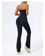 Nouvelle combinaison de yoga sans manches pour femme, salopette évasée de sport à dos nu pour la gym, tenue de sport pour femme