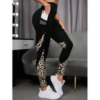 Femmes imprimé Yoga Leggings léopard épissage ensemble Leggings taille haute bout à bout mode Fitness course avec poche Legging