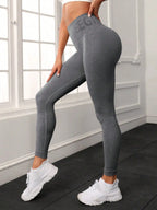 Pantalons de yoga pêche lettre sans couture, vêtements de yoga de levage des hanches, pantalons de sport et de fitness taille haute moulants pour femmes