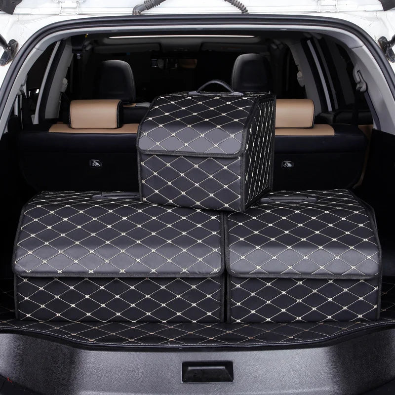 Boîte de rangement pour coffre de voiture, grande capacité, outils multi-usages automobiles, sac de rangement, rangement, rangement, cuir, pliable pour l'urgence