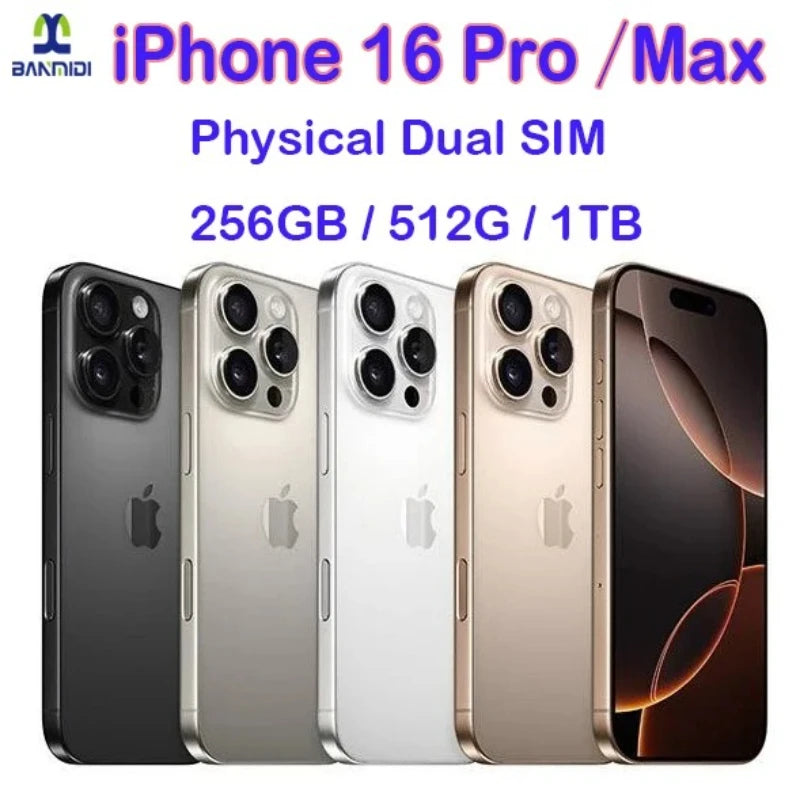 100% Original iPhone 16 Pro MAX Smartphone 6.9 "double SIM débloqué 5G téléphone portable Retina XDR OLED 6.3" 16 Pro 128GB/256GB/512GB/1T