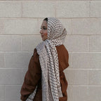 Châle Musulman en Mousseline de Soie Imprimé, Hijab Arabe du Moyen-Orient, Keffiyeh, Palestine, 180x70cm