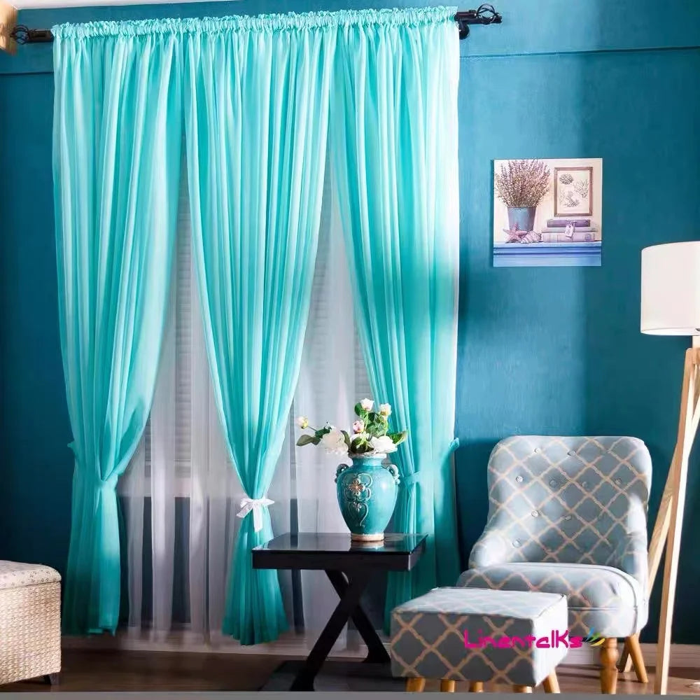 Rideaux de fenêtre en tulle rose Tyys Perconsidering, 1 côté, décoration romantique pour la maison, salon, seulement le criblage de fenêtre