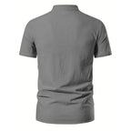 Chemise rétro à manches courtes pour hommes, en coton et lin, légère, respirante, couleur unie, hauts à la mode, col en v Pirate, chemises élégantes pour hommes