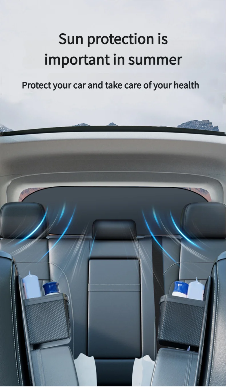 Pare-soleil réfléchissant UV pour voiture, pare-brise arrière, Protection solaire, Isolation thermique, rideaux de confidentialité pour voiture, rangement pliable