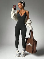 Leggings de Compression de Yoga dos nu sans manches, couleur unie, haute élasticité, sport aérien
